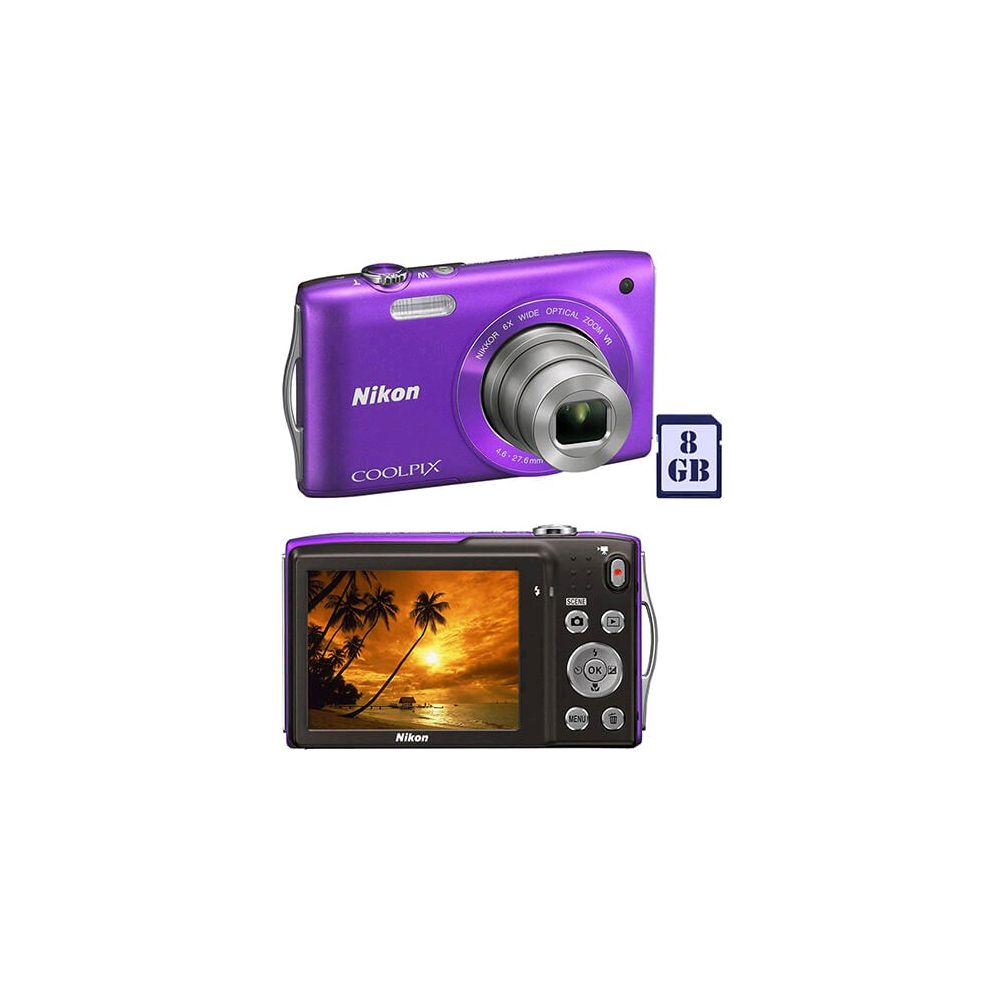 Câmera Digital Nikon Coolpix S3300 16MP 6x Zoom Óptico Cartão 8GB